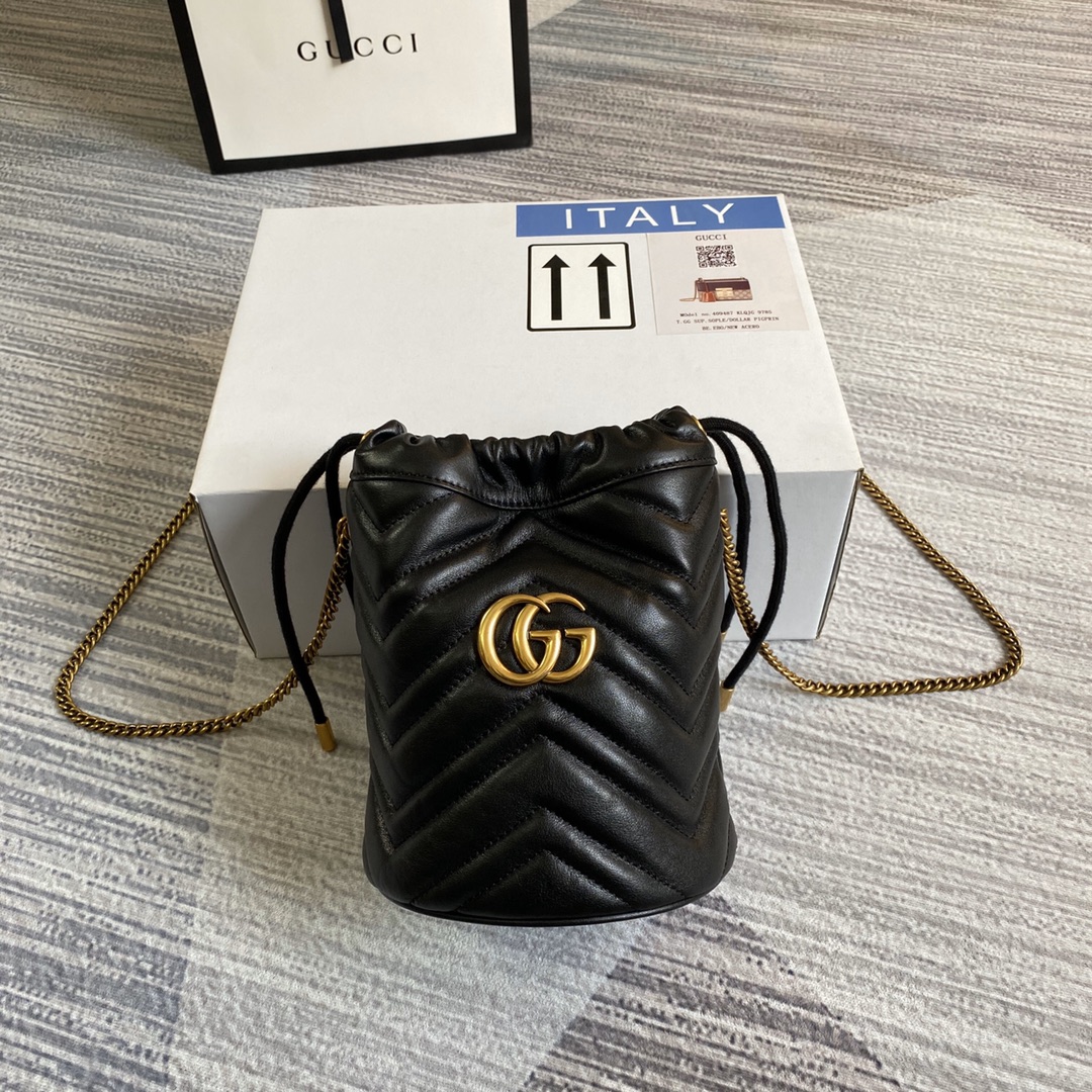 Gucci GG Marmont Mini Bucket Bag Shoulder Bag 575163 Black